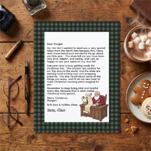 Personalised Letter From Santa Green & Black Plaid