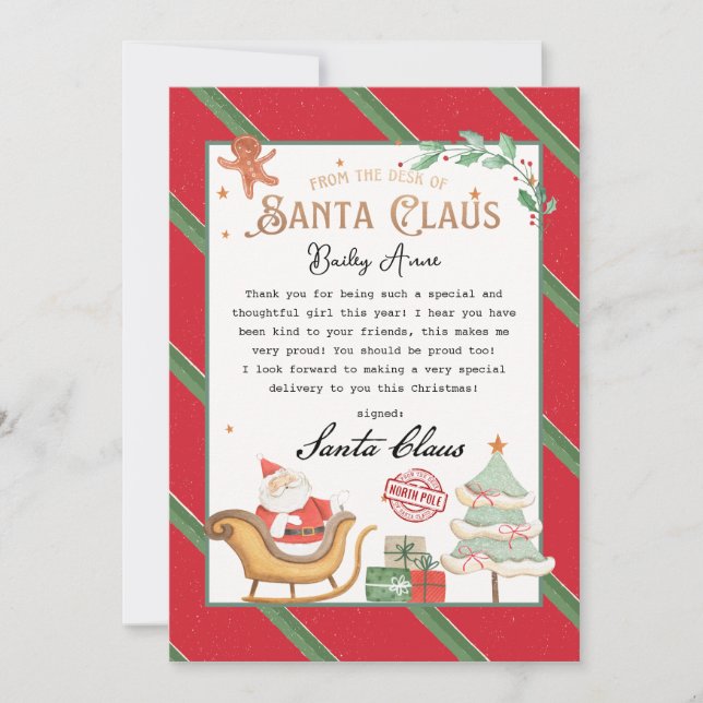Personalised Letter from Santa Printable Invitation (Front)