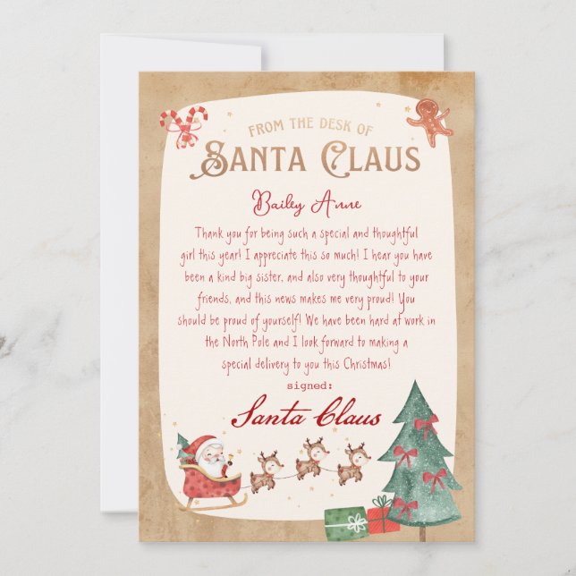 Personalised Letter from Santa Printable Invitation (Front)