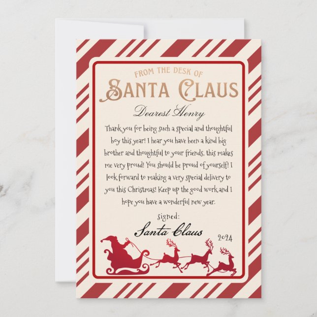 Personalised Letter from Santa Printable Invitation (Front)