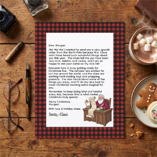 Personalised Letter From Santa Red & Black Plaid