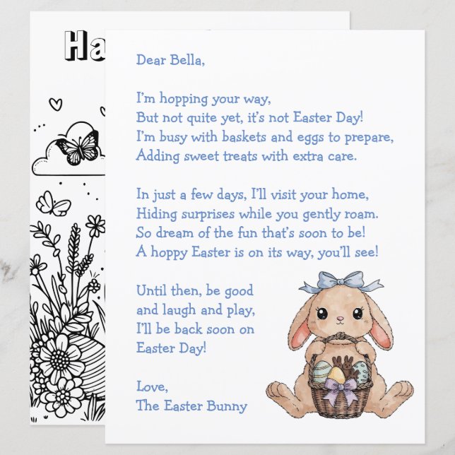 Personalised Letter & from the Easter Bunny (Front/Back)