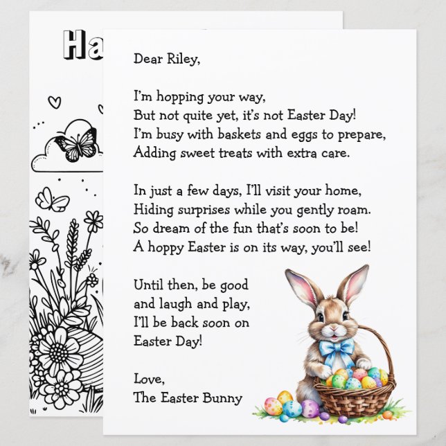 Personalised Letter & from the Easter Bunny (Front/Back)