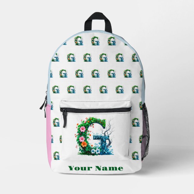 Personalised Letter G Printed Backpack (Front)