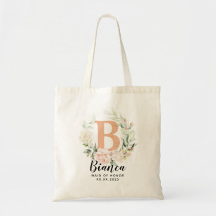Personalised Letter Greenery Bridesmaid  Tote Bag