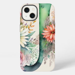 Personalised Letter J Elegant Floral Watercolor iPhone 13 Case