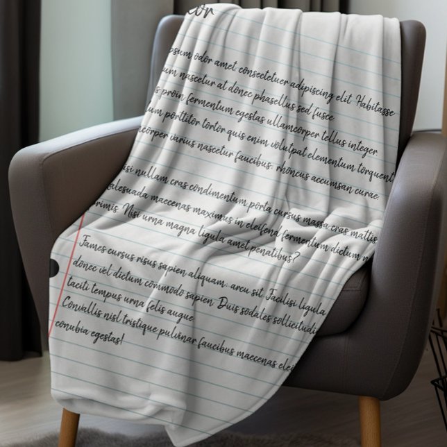  Personalised Letter Lined Paper Novelty Fleece Blanket (Personalized Letter Lined Paper Novelty Fleece Blanket by Ricaso. Add your own text to this blanket)