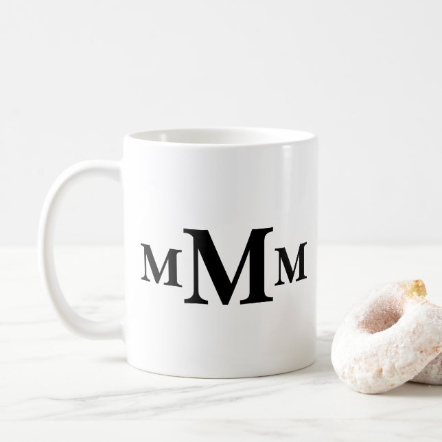 Personalised Letter "M" Monogram  Template Coffee Mug (With Donut)