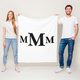 Personalised Letter "M" Monogram  Template Fleece Blanket