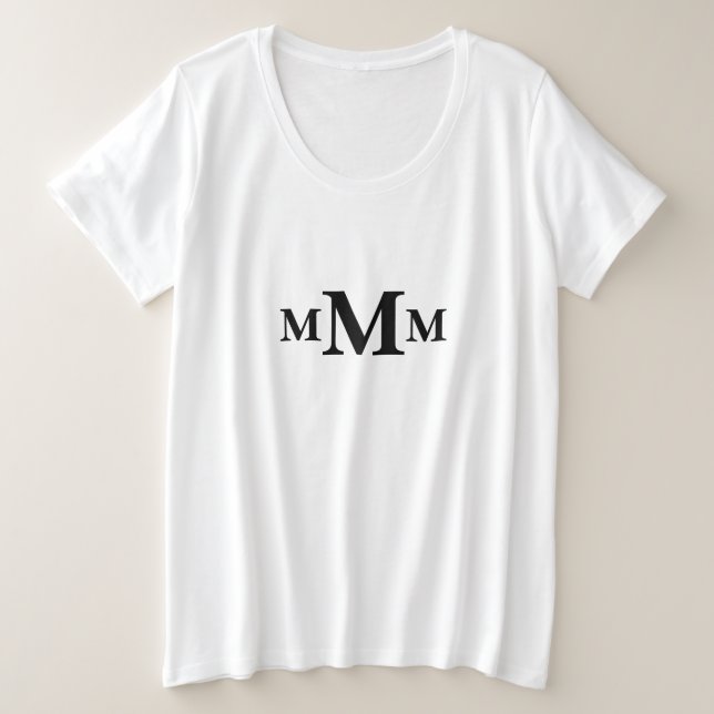 Personalised Letter "M" Monogram  Template Plus Size T-Shirt (Design Front)