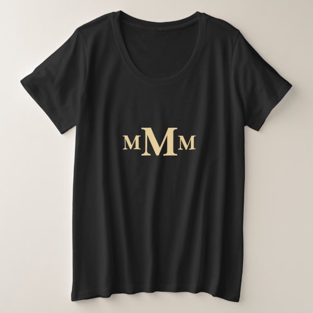 Personalised Letter "M" Monogram  Template Plus Size T-Shirt (Design Front)