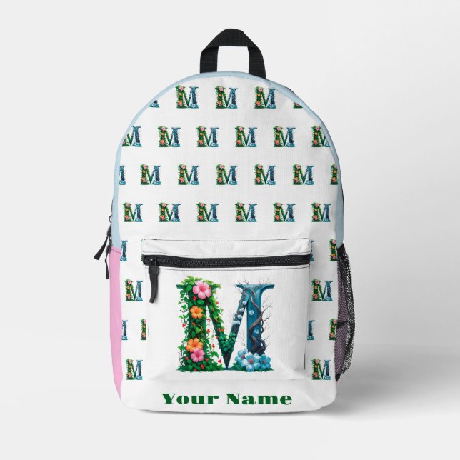 Personalised Letter M Printed Backpack (Front)
