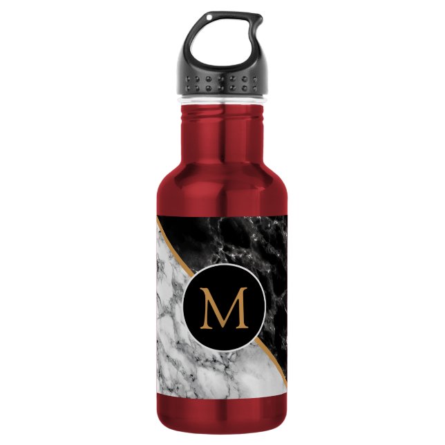 Personalised Letter Marble Design Water Bottle (Front)