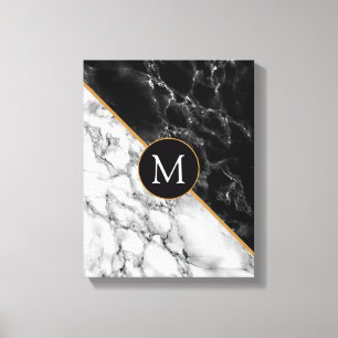 Personalised Letter Monogram Marble Canvas Print