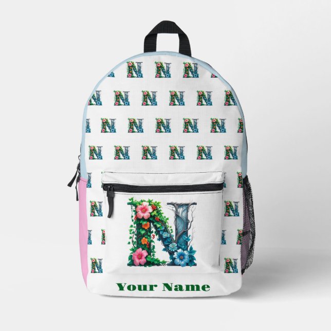 Personalised Letter N Printed Backpack (Front)