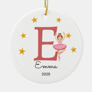 Personalised Letter Name Ornament, Ballerina Ceramic Tree Decoration