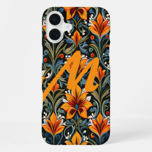 Personalised Letter over flower design iPhone 16 Plus Case