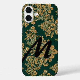 Personalised Letter over green floral iPhone 16 P Plus Case