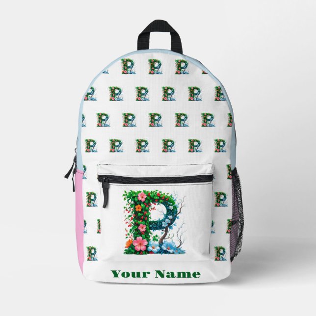 Personalised Letter P Printed Backpack (Front)