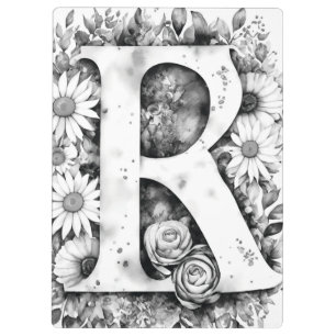 Personalised Letter R Floral Watercolor Teacher's  Clipboard