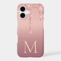 Personalised Letter Rose Gold Glitter iPhone Case