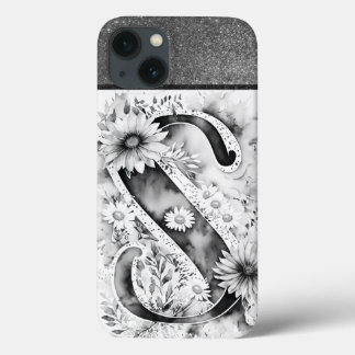 Personalised Letter S Elegant Floral Watercolor iPhone 13 Case