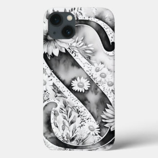 Personalised Letter S Elegant Floral Watercolor iPhone 13 Case