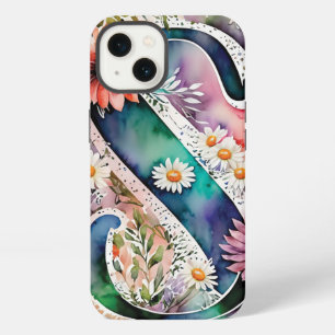 Personalised Letter S Elegant Floral Watercolor iPhone 13 Case