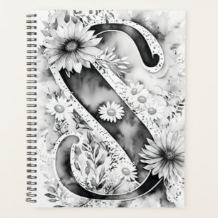 Personalised Letter S Floral Watercolor Notebook Planner