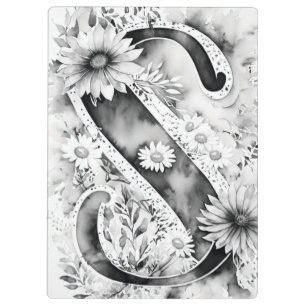 Personalised Letter S Floral Watercolor Teacher's  Clipboard