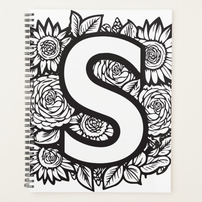 Personalised Letter S Tattoo Flower Monogram Planner (Front)