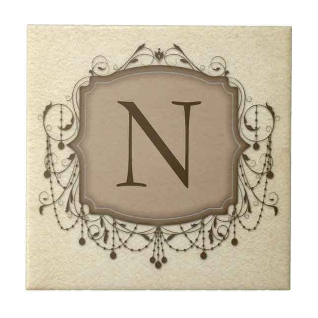 Personalised Letter Tiles, Decorative Chandelier N Tile (Front)