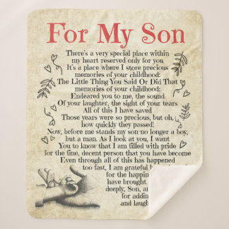 Personalised Letter To For My Son, Son Birthday Sherpa Blanket