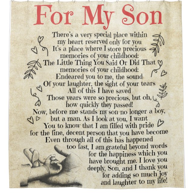 Personalised Letter To For My Son, Son Birthday Shower Curtain (Front)