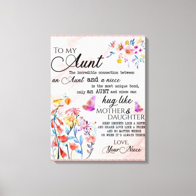 Personalised Letter To My Aunt Canvas Print (Front)