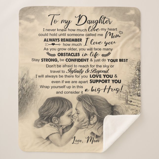 Personalised Letter To My Daughter From Mum Sherpa Blanket (Front)