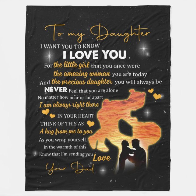 Personalised Letter To My Daughter Love From Dad B Fleece Blanket (Front)