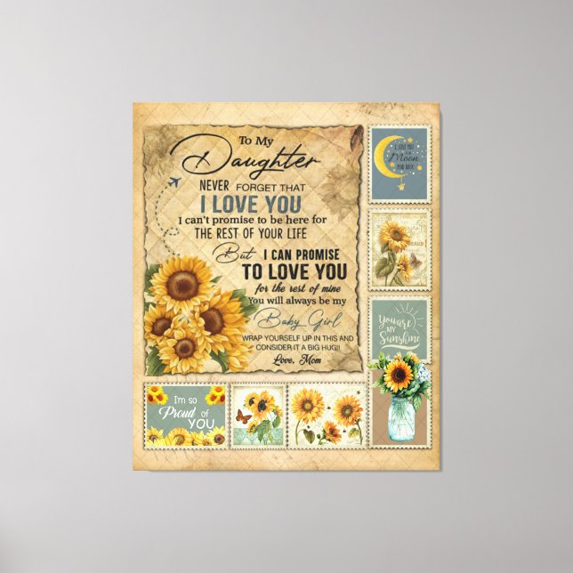 Personalised Letter To My Daughter Vintage Canvas Print (Front)
