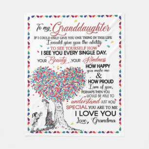 Personalised Letter To My Granddaughter Fleece Blanket