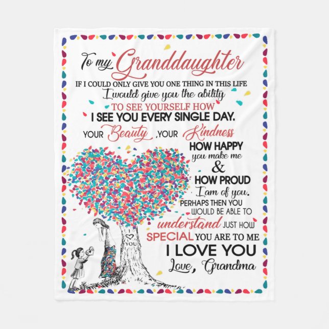 Personalised Letter To My Granddaughter From Gran Fleece Blanket (Front)