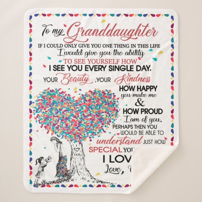 Personalised Letter To My Granddaughter From Gran Sherpa Blanket (Front)