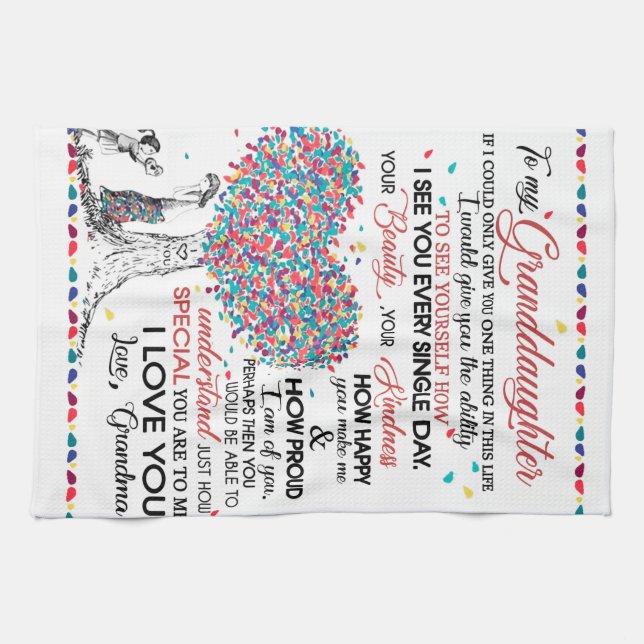 Personalised Letter To My Granddaughter From Gran Tea Towel (Horizontal)