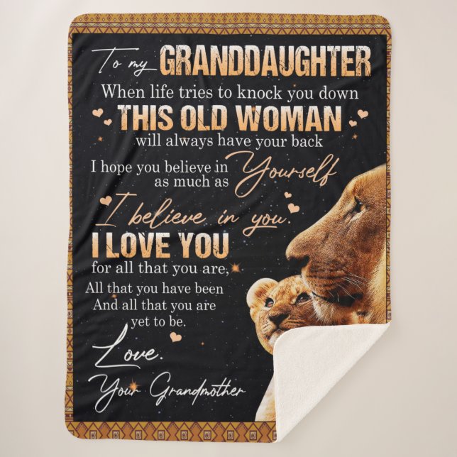 Personalised Letter To My Granddaughter From Grand Sherpa Blanket (Front)