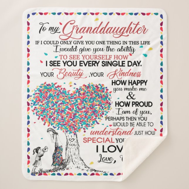 Personalised Letter To My Granddaughter Sherpa Blanket (Front)