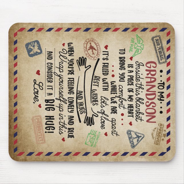 Personalised Letter To My GrandSon, Birthday Gift Mouse Pad (Front)