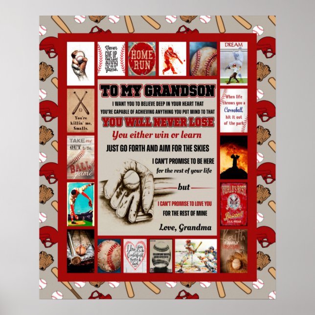 Personalised Letter To My GrandSon Birthday Gift Poster (Front)