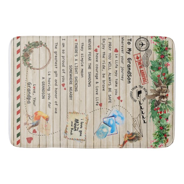 Personalised Letter To My Grandson From Grandpa Bath Mat (Front)