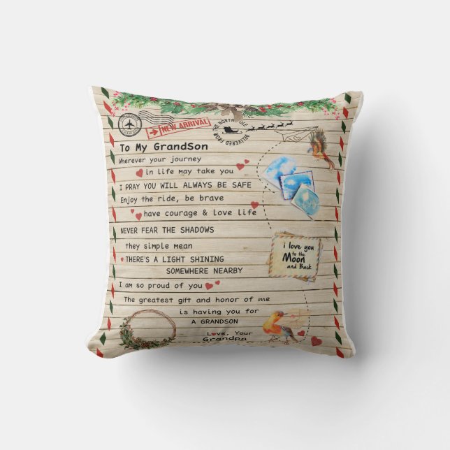 Personalised Letter To My Grandson From Grandpa Cushion (Front)