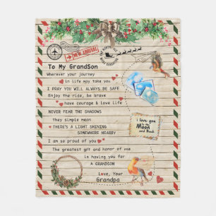 Personalised Letter To My Grandson From Grandpa Fleece Blanket