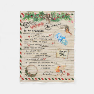Personalised Letter To My Grandson From Grandpa Fleece Blanket
